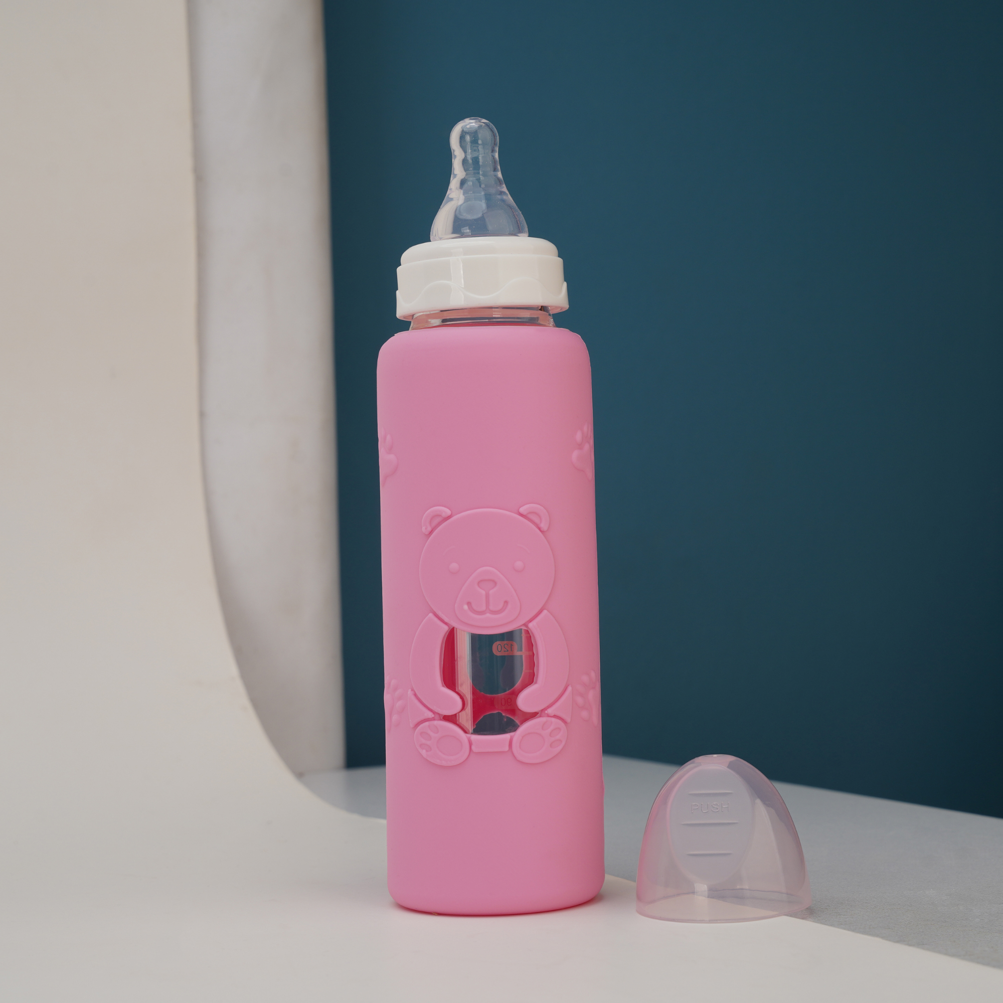 SmartCare-Borosilicate glass bottle with silicone sleeve (8oz